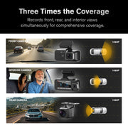 YADA BT534582-6/2 RoadCam AI 3-Channel Dash Cam with AI-Powered Driver Assistance, Front Interior Rear Full-Coverage