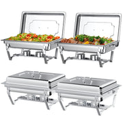 TINANA Chafing Dish Buffet Set 4 Pack - 8QT Stainless Steel Chafing Dishes for Buffet