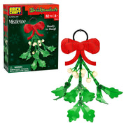 Brickcraft Bricktanicals Mistletoe Building Kit, 82-Piece Holiday Decoration with Red Bow and White Berries - Ready to Hang