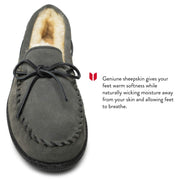 Minnetonka Moccasin Sheepskin Hardsole Mocs for Men - Grey - 9W