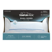 Tempur-Pedic Dual-Sided Bed Pillow, 2-in-1 Contoured and Flat Design, Medium Feel, Cool-Touch Breathable Cover, Standard/Queen
