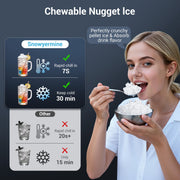 Snowyermine Nugget Ice Maker Countertop, Soft Chewable Sonic-Style Pebble Ice, 35 lb Daily Output, One-Touch Self-Cleaning, Stainless Steel Black, HMBK04N1A009