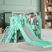 LAZY BUDDY KT-CS18 5 in 1 Slide and Swing Set for Toddlers, Green
