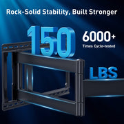 MountFTV Full Motion TV Wall Mount for 42-97 Inch TVs, 150 lbs Capacity, 40.1 Inch Extension Articulating Arms, Swivel and Tilt, Max VESA 800x400mm, Black Alloy Steel