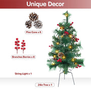 COWIN 24-in Artificial Christmas Trees Pre-Lit Mini Christmas Trees with 30 LED Lights (Set of 2)