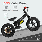 5Th Wheel KB09 150W Electric Balance Bike for Kids, Black - 12