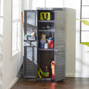 Gracious Living MaxIt Small 2-Shelf Lockable Base Cabinet, Adjustable Metal Shelves, Heavy Duty Grey Storage Organizer for Garage, Basement, Workshop, 91048-ONLINE