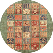 Ahgly Company WSH-ABS3738-3RD Machine Washable Indoor Round Area Rug, Abstract Brass Green, 3 ft