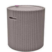 Keter Cool Side Table Cooler 3-in-1 Outdoor Patio Table with 10.3 Gallon Double-Insulated Ice Chest Storage, Weather-Resistant Resin, Rattan Look, Cappuccino, 261020
