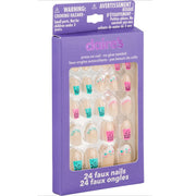 Claire S Teen Girls Boba Tea French Mani Press-On Nail Set, 24 Multicolor Stiletto Faux Nails, 42J7017HBAZA