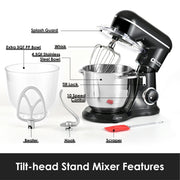 Kitchen In The Box KSM45 10 Speeds Stand Mixer with 4.5QT+5QT Two Bowls & Tilt Head, Black