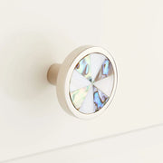 Signature Hardware EH.MOP-D101-11/4-WHTGRN.PNL White/Green Mother of Pearl/Brass Round Knob, 1-1/4