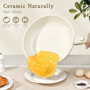 GIPPHAU 21 Piece Ceramic Pots and Pans Set Non Stick, Cookware Set with Detachable Handles