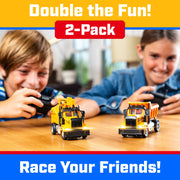 Force1 Mini Firefighter RC Truck 2-Pack, 1:64 Scale Spray and Lift Fire Trucks with LED Lights, Rechargeable, 2.4GHz Remote Control