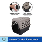 Petmate Vari Plastic Travel Dog Crate, Medium 32 in, Durable Airline-Friendly Carrier, Taupe and Black, 21948