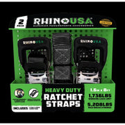 Rhino USA TD-RS1.62B-W HD Ratchet Tie-Down Straps Adjustable 1.6in x 8ft Black 2-Pack