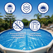 In The Swim 15 x 30 Ultra Silver Oval Solar Pool Cover, 16 Mil Polyethylene, UV Resistant, Heat Retention, Reduces Evaporation