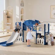 WFUN SY10-24-JJ002-II1-0072 9 in 1 Toddler Slide Playset Indoor/Outdoor for Kids Age 1+, Blue & Gray