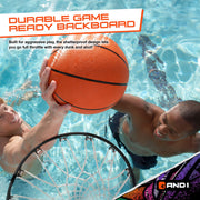 AND1 Adjustable Poolside Basketball Hoop, 27-Inch Shatterproof Backboard, All-Weather Frame, Fillable Base, Blue, 5A1BB0375N0L2