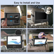 Wonnie 7.5 Inch Portable Dual Screen DVD Player for Kids with AV In/Out, USB and SD Support, Black, W-711