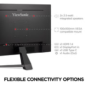 ViewSonic VX2767U-2K 27-Inch QHD IPS Monitor with HDR10, USB-C 65W Charging, HDMI, DisplayPort, Black