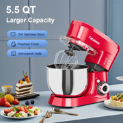Fatabeta 1000W Stand Mixer, 5.5QT, Red