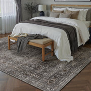 Berthmeer 9x12 Brown Traditional Vintage Area Rug, Non-Slip Thermoplastic Rubber Backing, Machine Washable Polyester Carpet for Living Room Bedroom Office