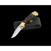 Buck Knives 0112BRSA 112 Auto Folding Knife, 3in 420HC Stainless Steel Blade, Crelicam Ebony Handle, Leather Sheath