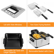 Costway EP24955US Electric Deep Fryer 5.3QT or 21-Cup Stainless Steel 1700W with Triple Basket