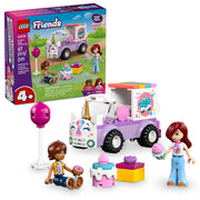 LEGO Friends Unicorn Cake Delivery Car Building Toy with Paisley and Leo Minidolls, Birthday Accessories, 67 Pieces, 42675
