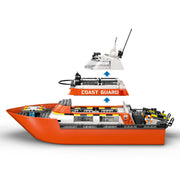 LEGO City Coast Guard Rescue Boat & Helicopter Building Toy Set with 2 Floating Dinghies, 5 Minifigures, Dog Figure, Ages 7+, 60504