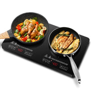 Sunmaki Double Induction Cooktop, 2 Burner, 1800W, Black, Touch Control, Portable UL-JDL-CS18D6-BK
