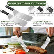 Mibote Stainless Steel Griddle Tool Kit, Compact Outdoor BBQ Toolkit - Set of 30