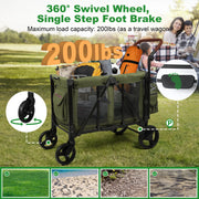 Vomeast Wagon Stroller 3-in-1 for 2 Kids with Adjustable 5-Point Harness, Shock-Absorbing Suspension, Canopy, Green
