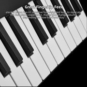 Eccomum 61 Key Folding Keyboard Piano, Semi-Weighted Keys, Bluetooth and USB MIDI Connectivity, Rechargeable Battery, Portable Travel Digital Piano with Sustain Pedal and Music Stand