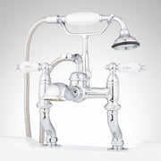 Signature Hardware HL-308N-N-C-U Glenwood Variable Centers Rim Mount English Faucet With Hand Shower & Porcelain Lever Handles - Chrome
