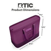 RTIC Insulated Tote Bag, 58-Can Capacity, 35 Liter, Leak-Resistant Interior, Waterproof Exterior, Berry Jam