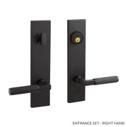 Signature Hardware EH.SSQTB.2625.10.R.BLK-NB Straight Knurled Solid Brass Entrance Door Set Lever Handle - Right Hand - No Backset - Satin Black