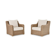 Better Homes & Gardens BH5708811816074 Bellamy Outdoor Lounge Chairs, Hand-Woven Wicker, Powder-Coated Steel Frame, Fade-Resistant Cushions, 2 Pack, Cream