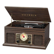 Victrola VTA-250B-ESP 4-in-1 Nostalgic Bluetooth Record Player with 3-Speed Record Turntable and FM Radio