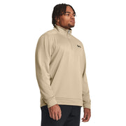 Under Armour Fleece Quarter-Zip Long-Sleeve Pullover for Men - City Khaki/Black - XL