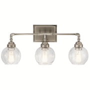 Kichler 45592AP Niles 3-Light Vanity Light with Clear Seeded Glass, Antique Pewter