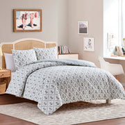 My Texas House Poppy Trellis King Comforter Set, 3-Piece, Reversible Green and Pink, 200-Thread-Count Cotton, Zipper Closure Shams, TRE-3CS-KING-WD-GRNPK