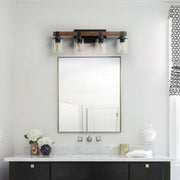 Jopath 27 Rustic 4-Light Vanity Light Industrial Bathroom Wall Sconce with Glass Shades