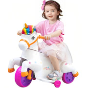 TRANSLINK 12V Unicorn Ride On Car with Music, Up and Down Motion, Electric Pony for Kids Ages 2-6, Rainbow