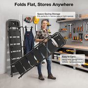 JOZ 6 Step Folding Ladder, 800lb Heavy Duty Alloy Steel, Built-In Tool Tray, Non-Slip Handrails, Anti-Slip Pedals, Black