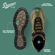 Danner 65301 Vital Trail Waterproof Hiking Boots for Men - Brown/Olive - 12M