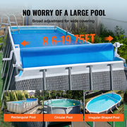 SKYSHALO 20ft Rectangular Pool Cover Reel, Aluminum Alloy Frame, Adjustable 8.6-19.75ft, Silver, Corrosion Resistant, PCR04