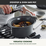 GreenPan 8 Quart Locking Lid Slow Cooker, Healthy Ceramic Nonstick, LED Touch Display, Portable Design, Graphite Blue