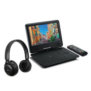 GPX PDB906BDLB 9-Inch Portable DVD Player with Bluetooth Headphones, Swivel LCD Screen, 800 x 480 Resolution, Black